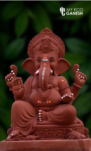 Organic Eco friendly Ganesha Idol with Intricate Carvings